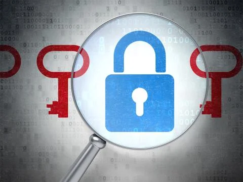 Security concept: Padlock And Key with optical glass on digital Stock Illustration