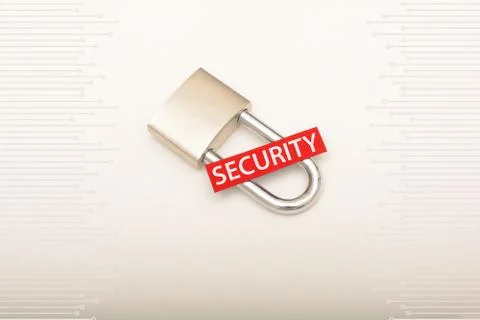 Security concept with Padlock and Paper Card Stock Photos