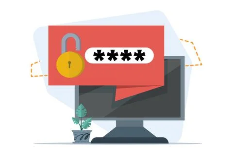 Security concept, personal access, device with password secure notification Stock Illustration