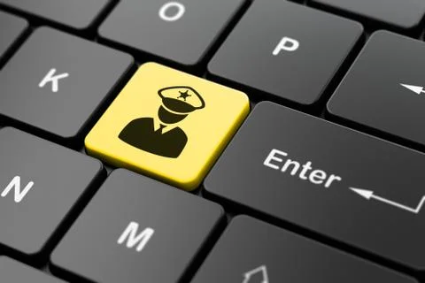 Security concept: Police on computer keyboard background 스톡 일러스트