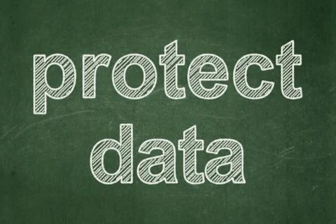 Security concept: Protect Data on chalkboard background 스톡 일러스트