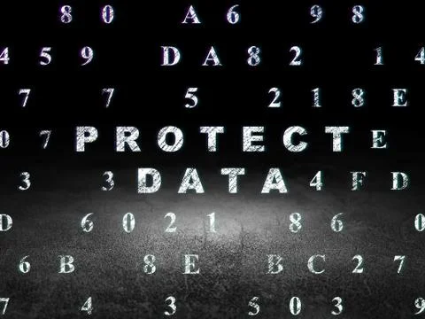 Security concept: Protect Data in grunge dark room Stock Illustration