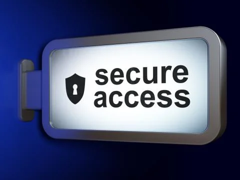 Security concept: Secure Access and Shield With Keyhole on billboard background Stock Illustration
