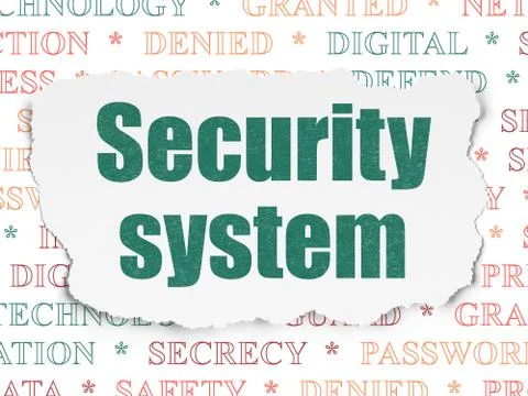 Security concept: Security System on Torn Paper background Illustrazione stock