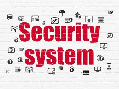 Security concept: Security System on wall background Stock Illustration