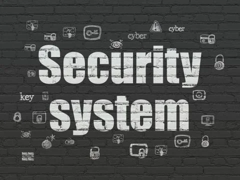 Security concept: Security System on wall background Ilustración de archivo