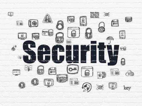 Security concept: Security on wall background Ilustración de archivo