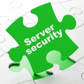 Security concept: Server Security on puzzle background Illustrazione stock