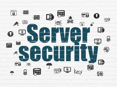 Security concept: Server Security on wall background イラスト素材
