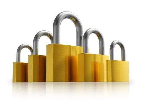 Security concept: set of metal padlocks Stock-Illustration