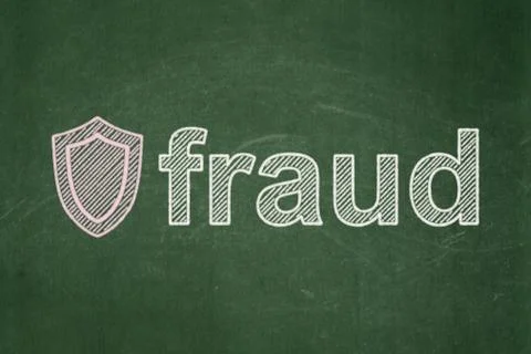 Security concept: Shield and Fraud on chalkboard background Stock Illustration