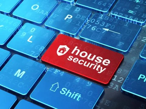 Security concept: Shield and House Security on computer keyboard 스톡 일러스트