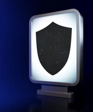 Security concept: Shield on billboard background Illustrazione stock