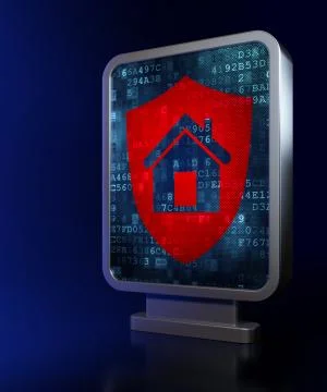 Security concept: Shield on billboard background Stock Illustration