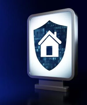 Security concept: Shield on billboard background Stock Illustration