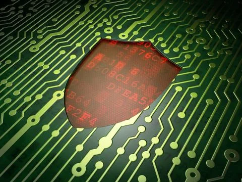 Security concept: Shield on circuit board background Stock Illustration