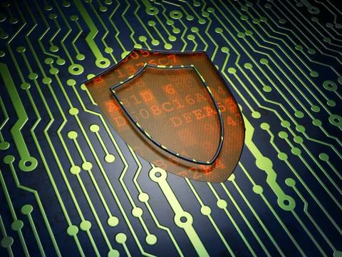 Security concept: Shield on circuit board background Stock Illustration