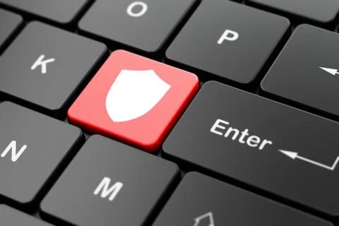 Security concept: Shield on computer keyboard background 스톡 일러스트