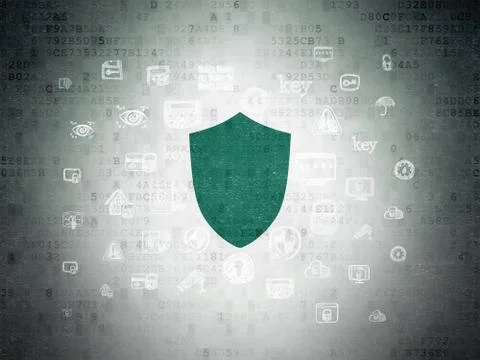 Security concept: Shield on Digital Data Paper background Stock Illustration