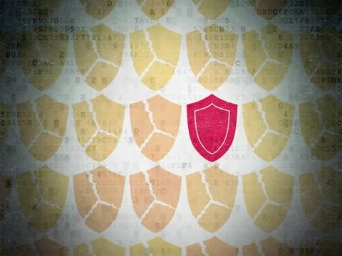 Security concept: shield icon on Digital Data Paper background 스톡 일러스트