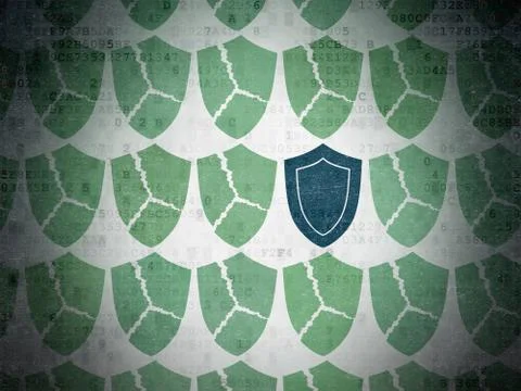 Security concept: shield icon on Digital Data Paper background Stock Illustration