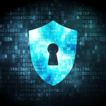 Security concept: Shield With Keyhole on digital background Stock Illustration
