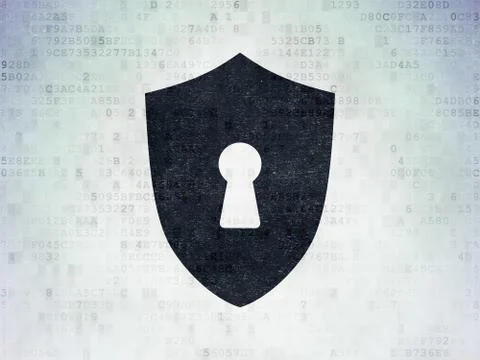 Security concept: Shield With Keyhole on Digital Data Paper background 스톡 일러스트