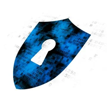 Security concept: Shield With Keyhole on Digital background Illustrazione stock