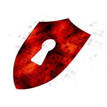 Security concept: Shield With Keyhole on Digital background Illustrazione stock