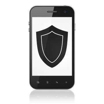 Security concept: Shield on smartphone Stock Illustration