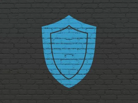 Security concept: Shield on wall background 库存插图