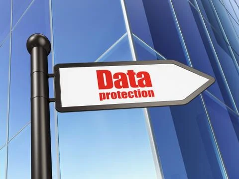 Security concept: sign Data Protection on Building background Illustrazione stock