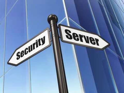 Security concept: sign Server Security on Building background Illustrazione stock