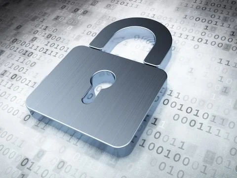 Security concept: Silver Closed Padlock on digital background Stock Illustration