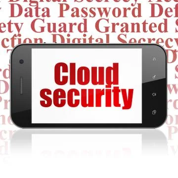Security concept: Smartphone with Cloud Security on display Illustrazione stock