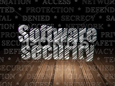 Security Concept: Software Security In Grunge Dark Room