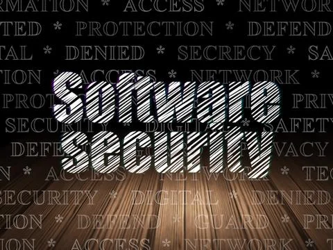 Security concept: Software Security in grunge dark room Stock Illustration