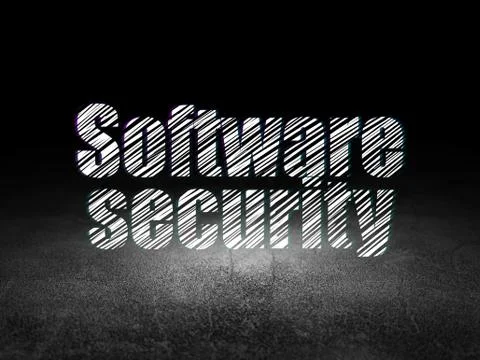 Security concept: Software Security in grunge dark room Stock Illustration