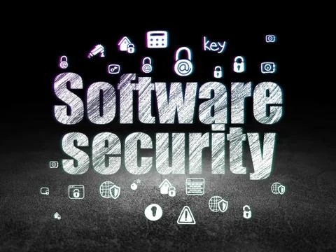 Security concept: Software Security in grunge dark room Stock Illustration