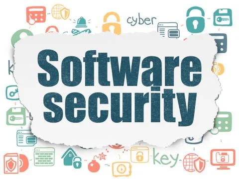 Security concept: Software Security on Torn Paper background Stock Illustration
