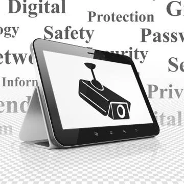 Security concept: Tablet Computer with Cctv Camera on display Stock Illustration