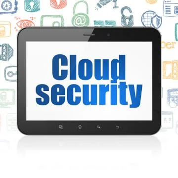 Security concept: Tablet Computer with Cloud Security on display Illustrazione stock