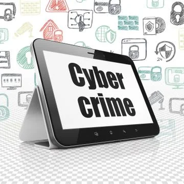Security concept: Tablet Computer with Cyber Crime on display Stock Illustration