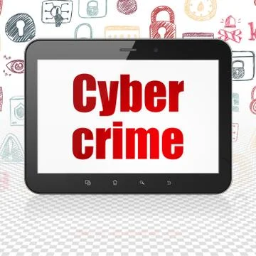 Security concept: Tablet Computer with Cyber Crime on display Stock Illustration