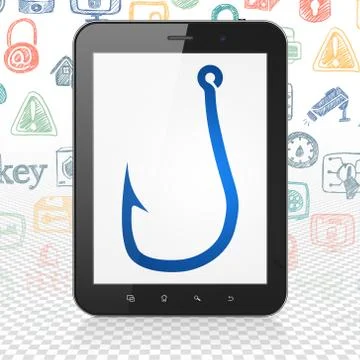 Security concept: Tablet Computer with Fishing Hook on display Stock Illustration