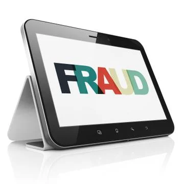 Security concept: Tablet Computer with Fraud on  display Illustrazione stock