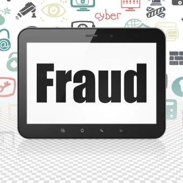 Security concept: Tablet Computer with Fraud on display Stock Illustration