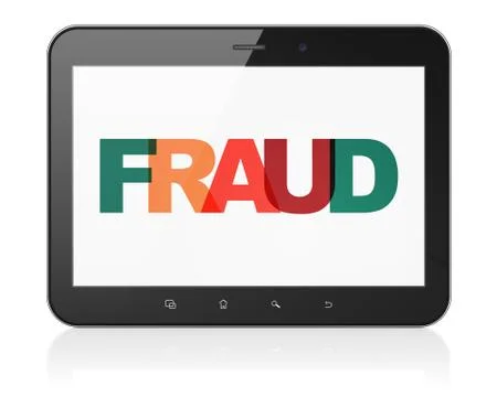 Security concept: Tablet Computer with Fraud on  display 스톡 일러스트