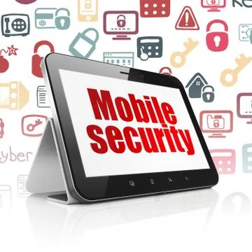 Security concept: Tablet Computer with Mobile Security on display Ilustración de archivo