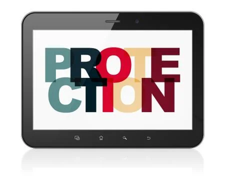 Security concept: Tablet Computer with Protection on  display Stock Illustration